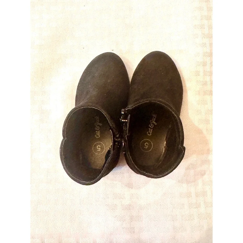 Cat & Jack Toddler Girl Black Faux Suede Ankle Boots Side Zip Size 5 Toddler